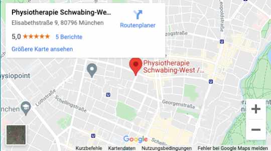 Lageplan Elisabethstraße der Schwabinger Privatpraxis für Physiotherapie Weimann