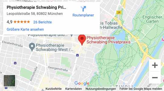 Lageplan Leopoldstraße der Schwabinger Privatpraxis für Physiotherapie Weimann